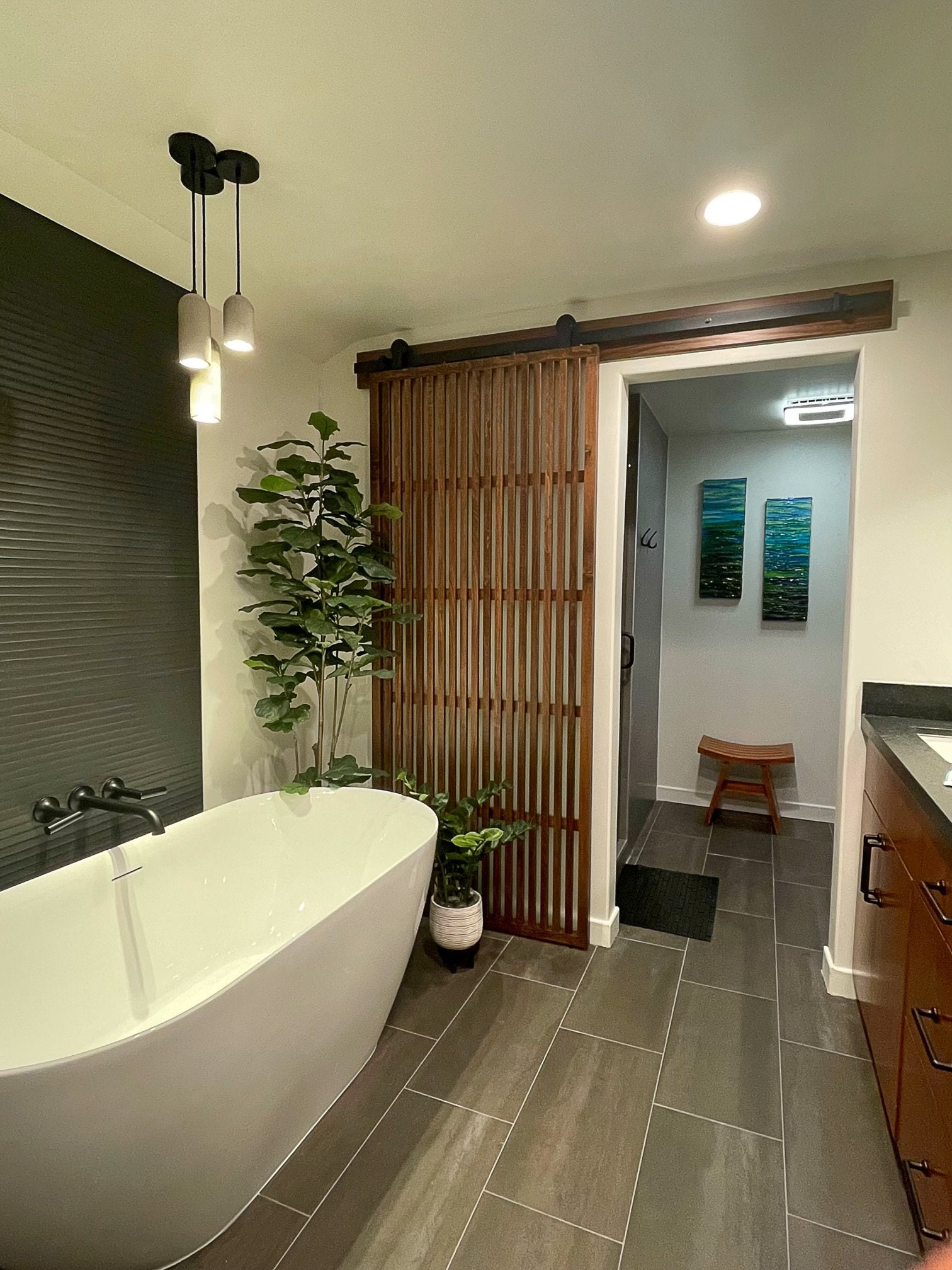 Slat Barn Doors – Any Size – Hardware + Header Included – Interior Sliding Door - Contemporary - Minimalist - Mid Modern - Japanese