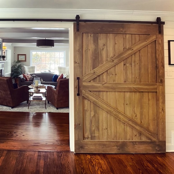 Classic Barn Doors – Any Size – Hardware + Header Included – Interior Sliding Doors - Contemporary - Rustic Farmhouse – Custom Mid Modern