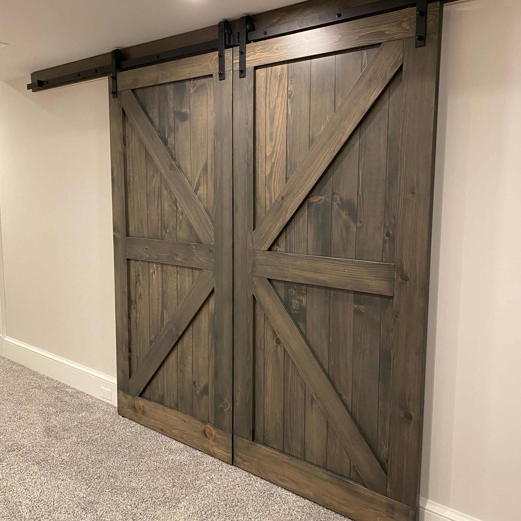 Classic Brace Barn Doors Any Size Hardware and Header Included Window  Treatments Interior French Rustic Farmhouse Custom 