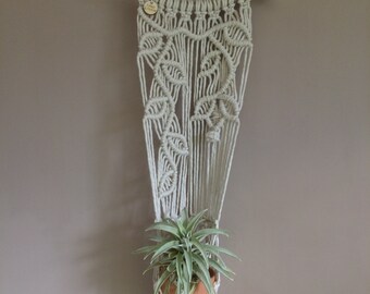 Macrame Wall Hanging Planter: Boho Driftwood Plant Pot Holder
