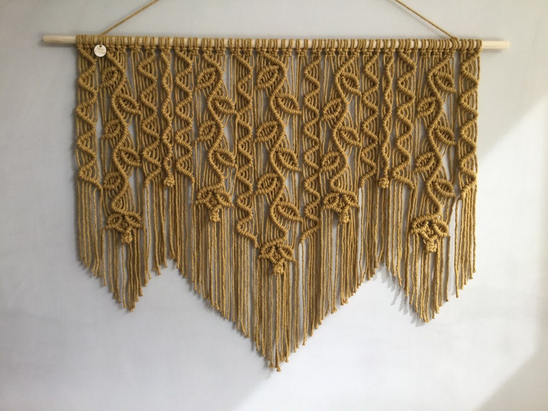 Large Macrame Wall Hanging Overbed Tapestry in Mustard Etsy