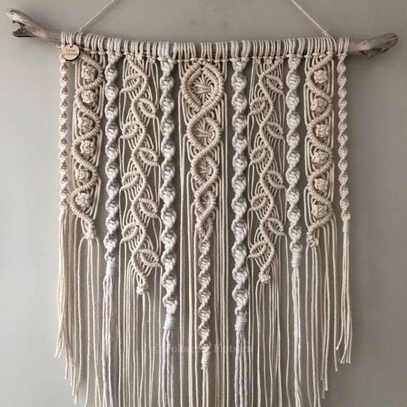 Intricate macrame wall hanging, Bohemian woven wall decor