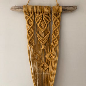 Mustard Macramé Wall Plant Holder with Wooden Beads main image 1