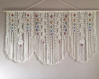 Extra wide macrame wall hanging, bohemian woven wall decor