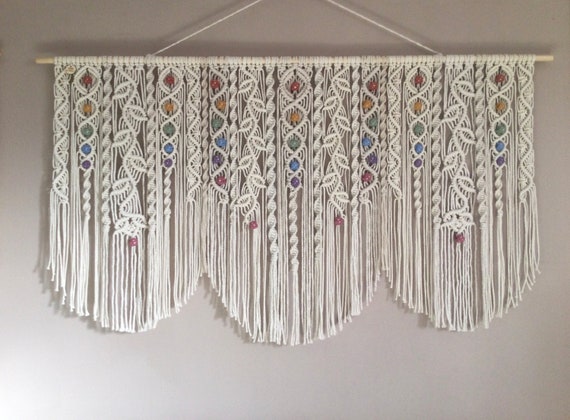 Extra wide macrame wall hanging, bohemian woven wall decor