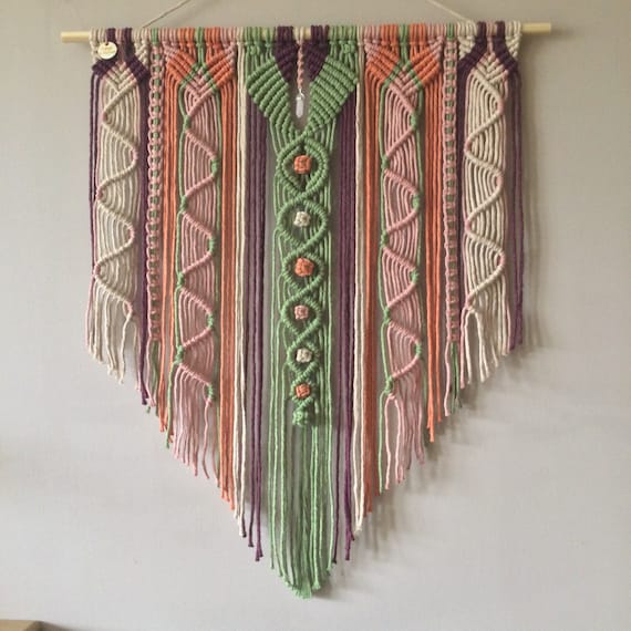 Intricate macrame wall hanging, Bohemian woven wall decor