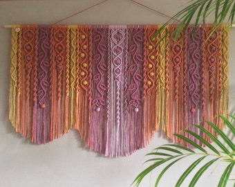 XL Macrame Wall Hanging 'Summer Sorbet': Recycled Cotton, Wall Decor