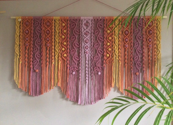 XL macrame wall hanging, ‘Summer Sorbert’, stunning colours and intricate patterns