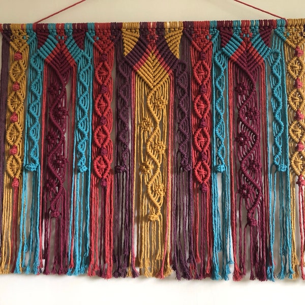 Large macrame tapestry, Moroccan style wall hanging