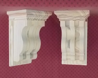 PAIR of Solid Wood Corbels Sconces Shelf Mantel Supports