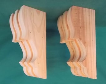 PAIR (2) Wood Corbels Shelf Mantle Support Brackets (#7001R)