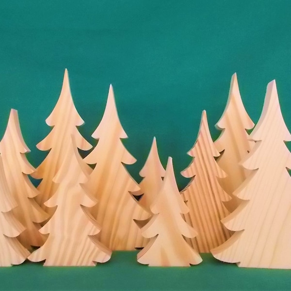5 or 10 Pc Christmas Tree Cutout Assortment - Unfinished