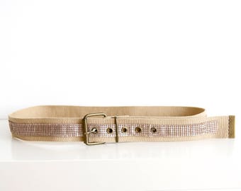 90s Vintage Wide Pink Canvas Leather Belt - Etsy display picture 3