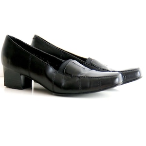 Vintage Leather Shoes Leather Clogs Black Shoes Leather Slip On Shoes Chunky Shoes Black Heeled Shoes German Shoes Size US 6 EU 37.5 UK 4.5
