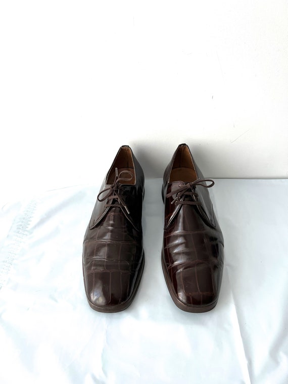 Vintage Mens Oxford Shoes Leather Shoes Brown Shiny S… Gem