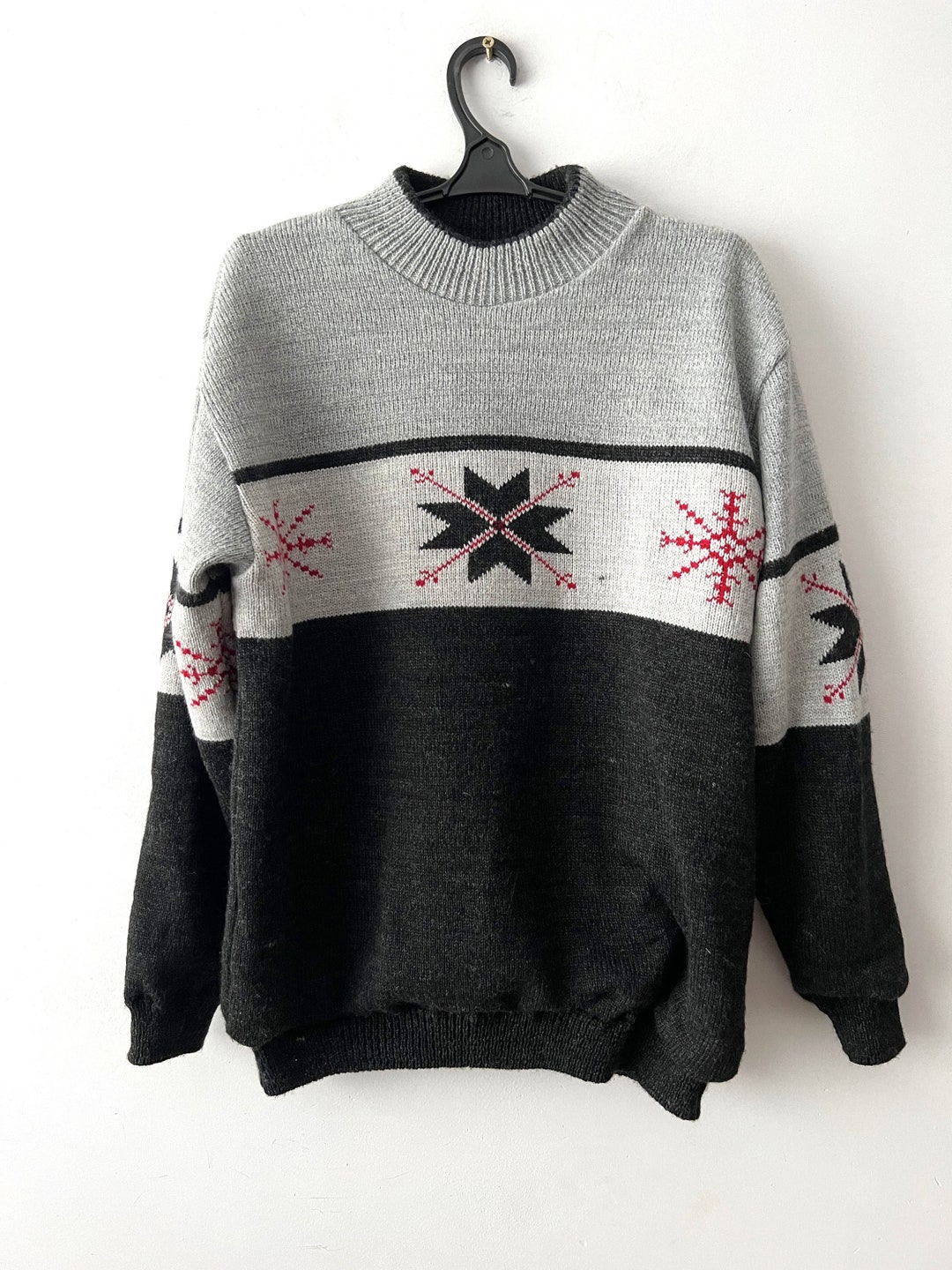 Vintage Marc Kostner Mens Christmas Sweater Warm Skiing Sweater Grey ...