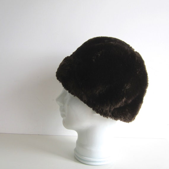 Vintage Dark Brown Hat Faux Fur Hat Brown Hat Pillbox Hat  display picture 1