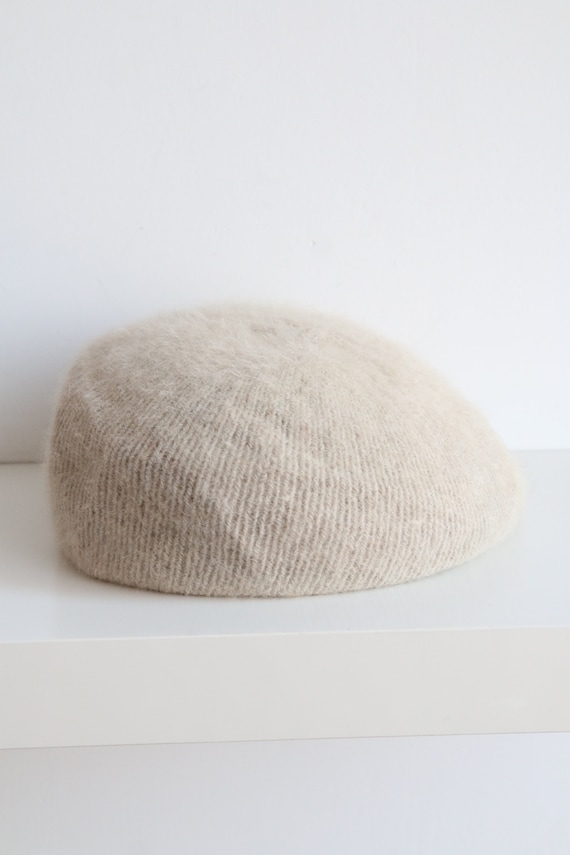 Vintage Angora Hat Beige Beret Hat 30s Hat Medium… - image 3