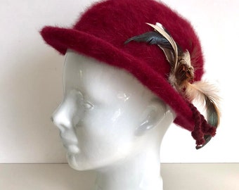 Vintage Womens Italian Angora Blend Hat Knit Wool Gimbels  display picture 1