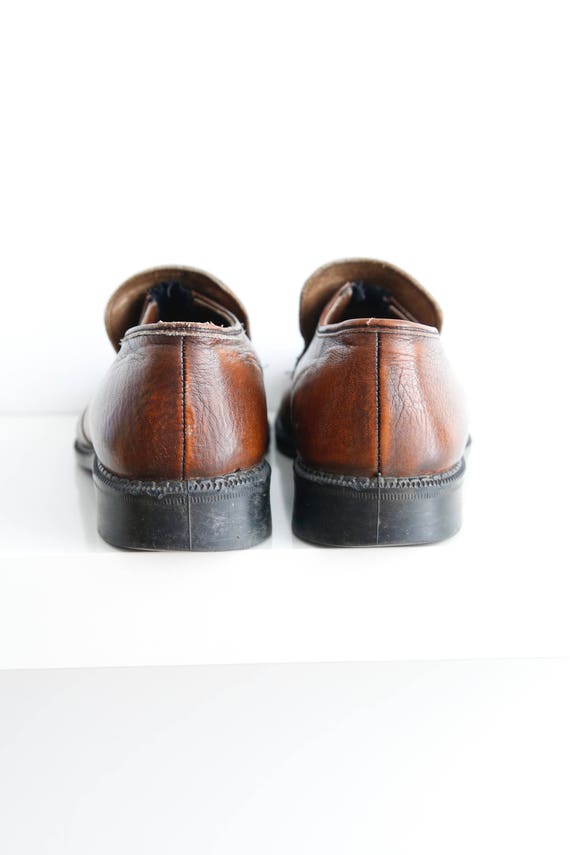 Vintage Mens Loafers Leather Shoes Brown Leather … - image 3