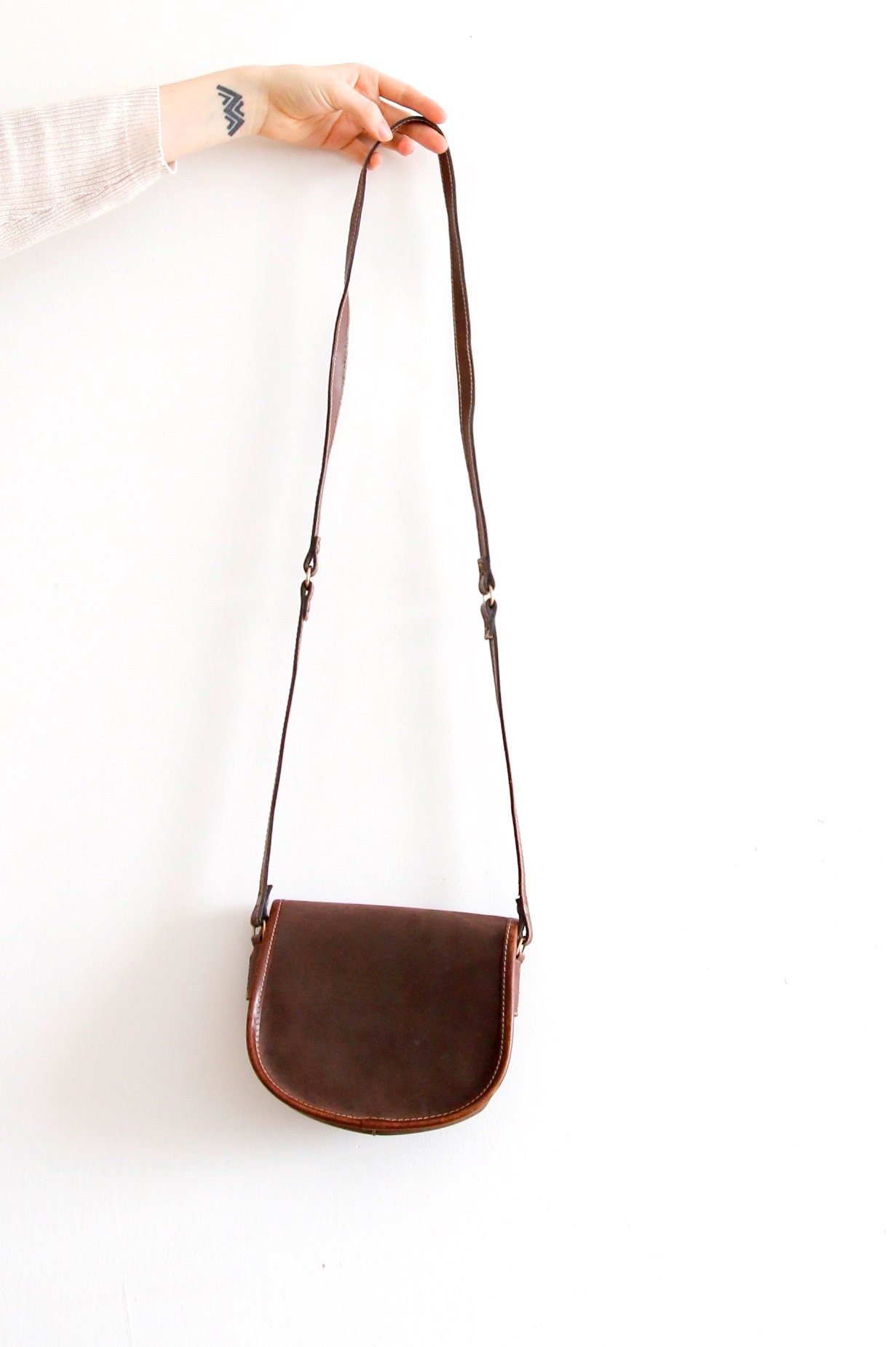 Vintage Suede Leather Bag Tooled Leather Bag Brown Leather Bag | Etsy