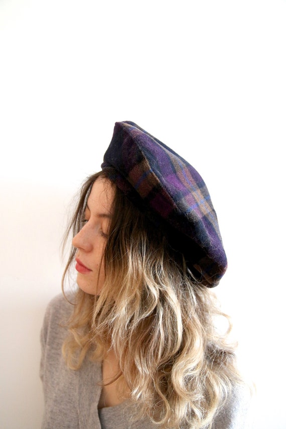 Vintage Wool Beret Checkered Beret Hat Unisex Bere