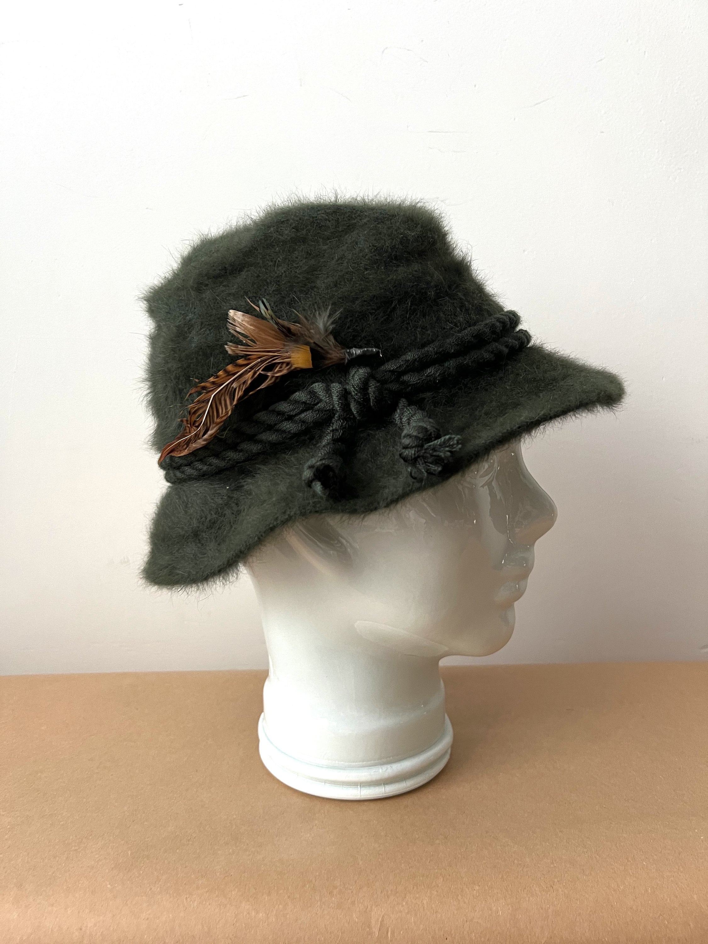 Vintage Women\'s Black Angora Blend Winter Bucket Hat Classic Warm Hat Y2K Angora Bucket Hats Casual Hats for Women for sale | eBay main image 2