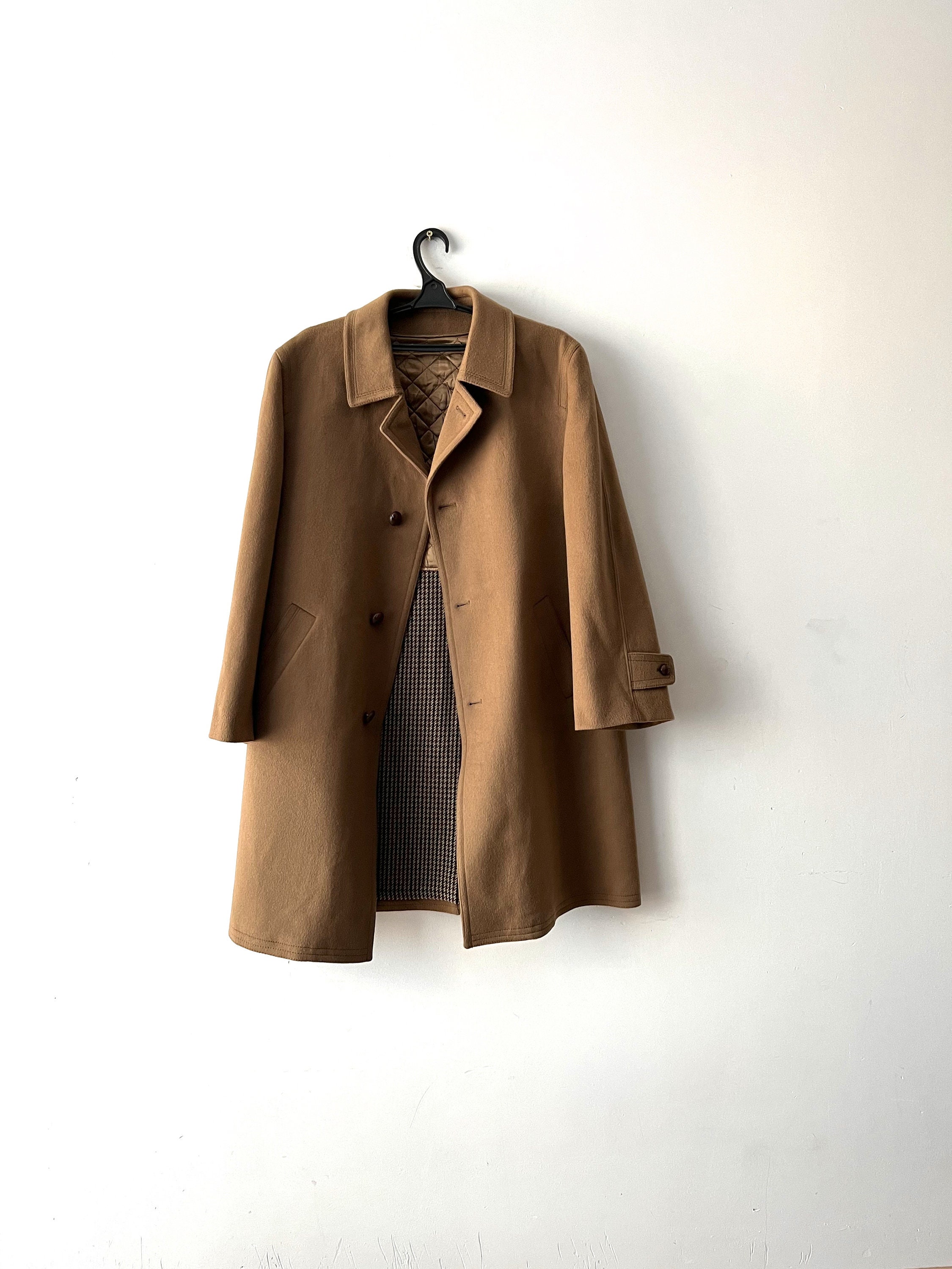 Vintage Wool Blend Cashmere Coat Classic Businessman Coat