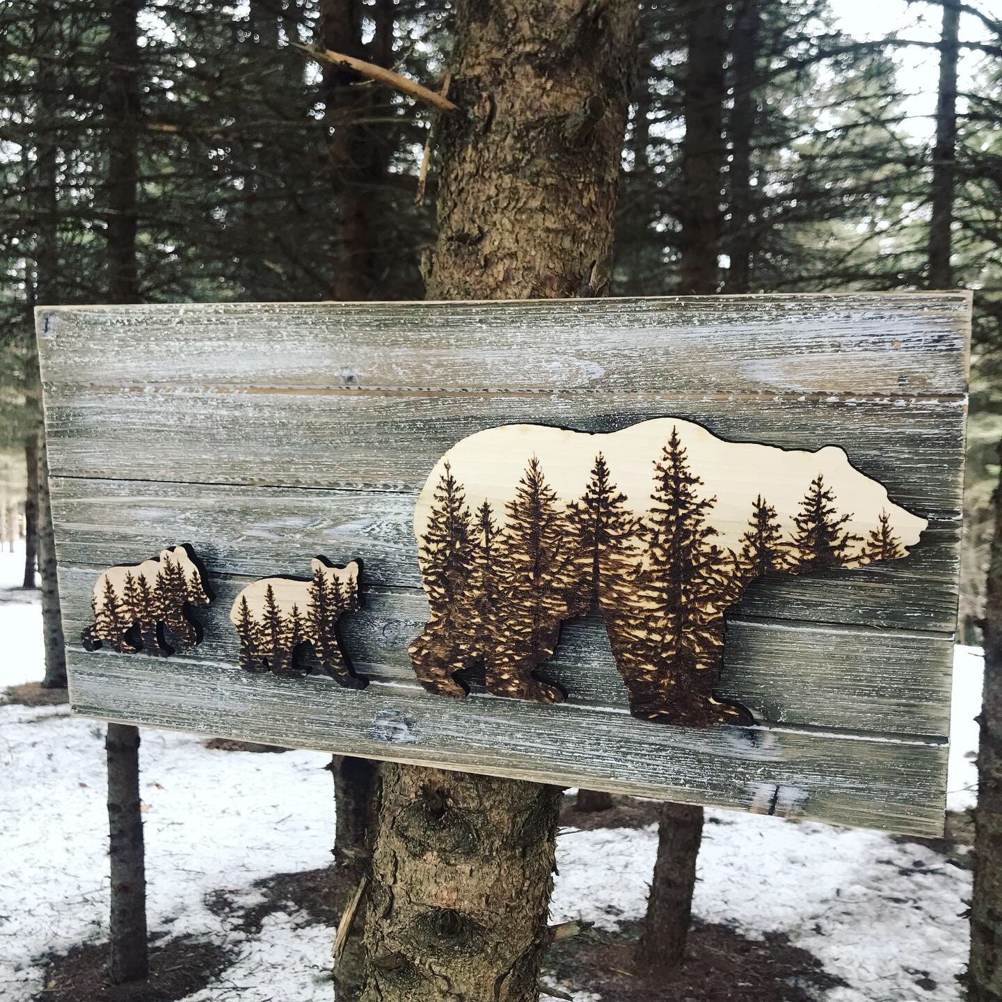 Photo on Wood Wood Burning Wood Decor Custom Wood Art Wood Print spirit of  the Bear 