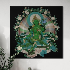 Impresión en lienzo de Tara Verde: Diosa budista de la compasión