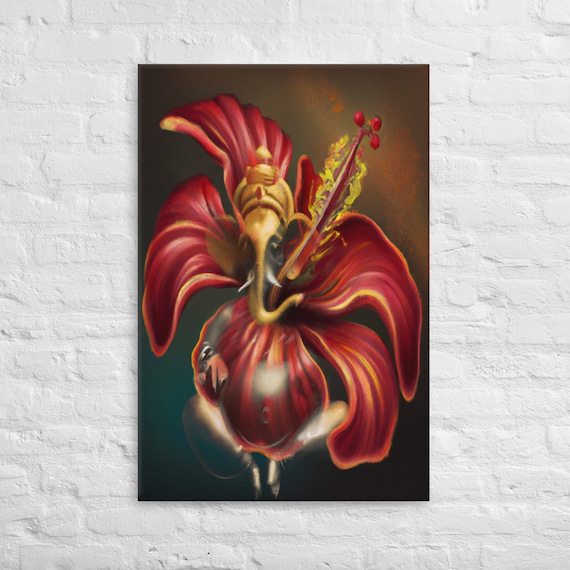 Ganesh in Bloom Canvas Print: Surreal Yoga Altar Art - Etsy