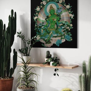 Green Tara Canvas Print: Buddhist Goddess of Compassion