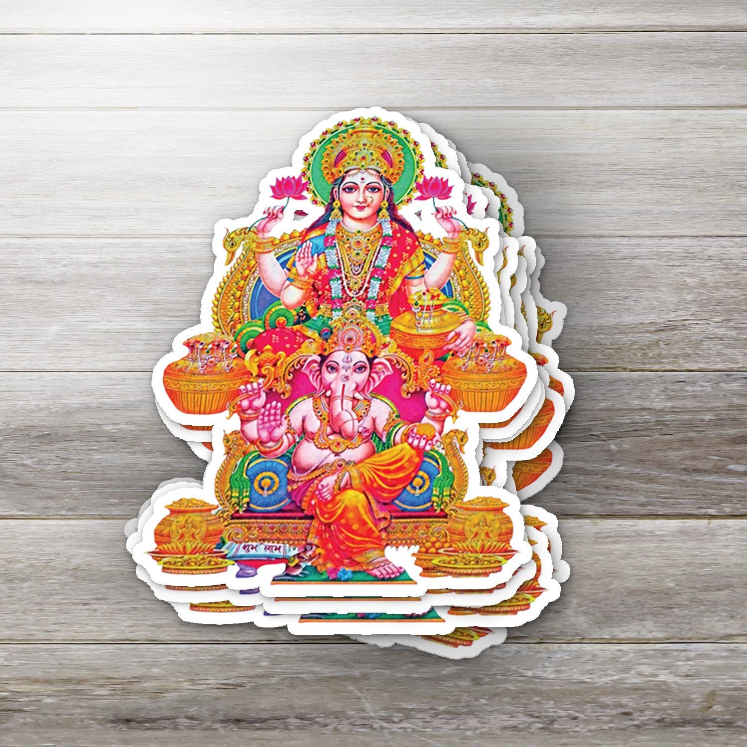 Goddess Lakshmi Aufkleber, 3 X 2 Zoll (ca. 7,6 X 5 Cm) – Hindu-Gottheit, Selbstklebend