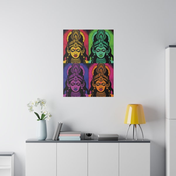 Pop Art Goddess Kali Canvas Art | Kali Art | Pop Art | Kali Graphic Design | Matte Canvas