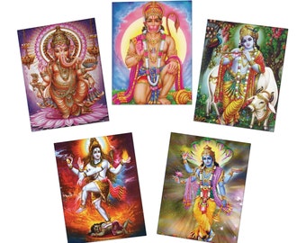 hinduistische Götter Blanko-Grußkarten-Set (5er-Pack) | Grußkarten-Set | Blanko Briefpapier