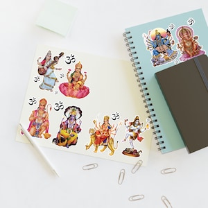 Hindu Deities Sticker Sheet, Divine Gods and Goddesses Collection, Holographic, Transparent, Die cut Design