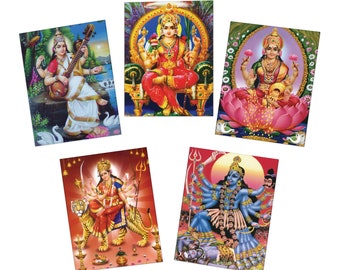 Hindu Goddess Blank Greeting Card Set (5-Pack) | Note Card Set | Blank Stationery