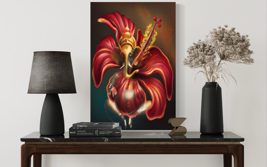 Ganesh in Bloom Canvas Print: Surreal Yoga Altar Art - Etsy