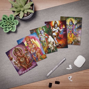 Ensemble de cartes de voeux dieu hindou - Papeterie vierge, paquet de 5 cartes