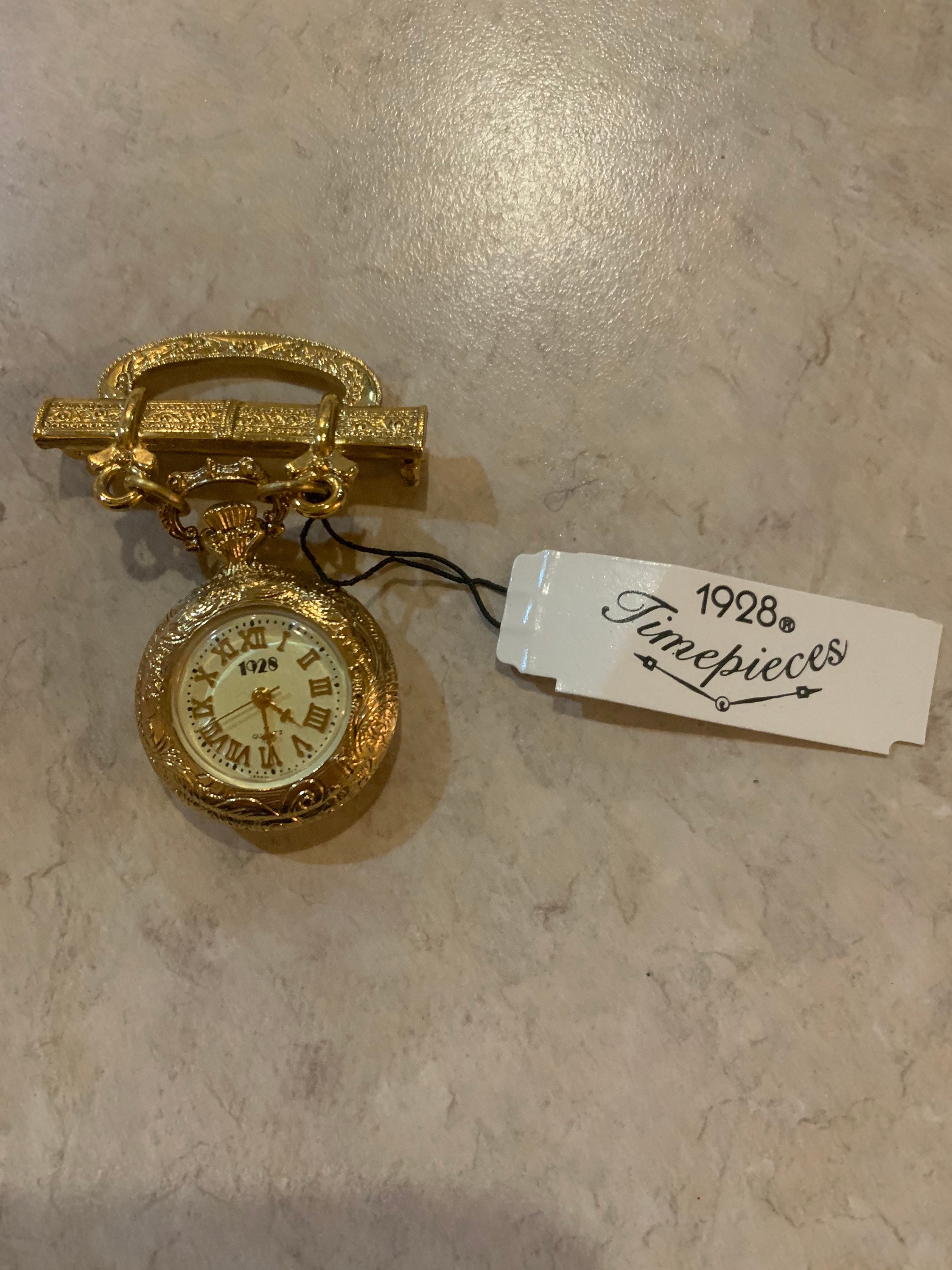 Vintage 1928 Timepieces Watch Brooch Etsy