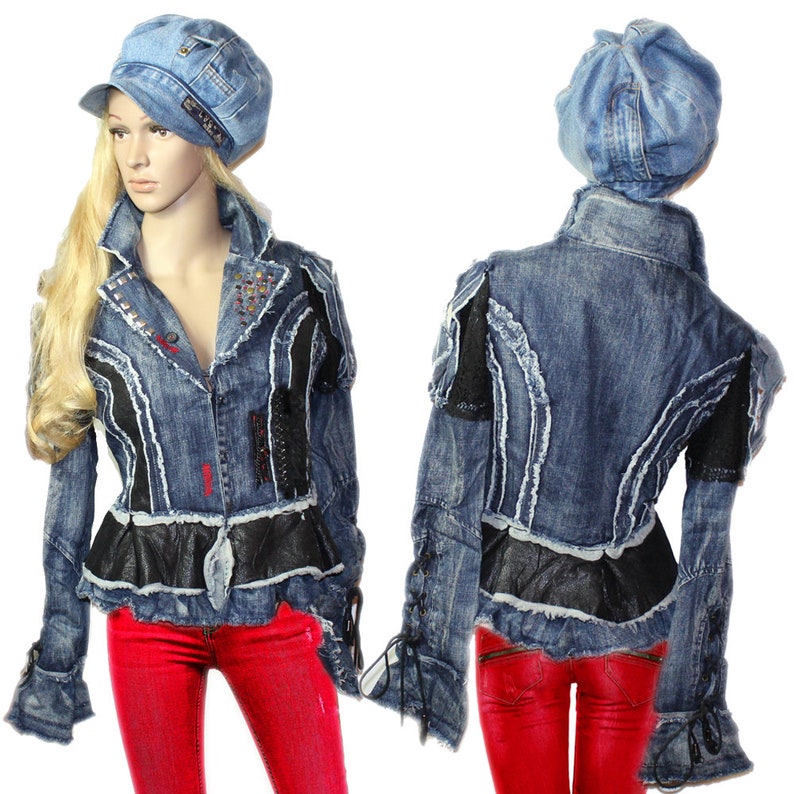 Upcycling Punk Gothic Lolita Jeansjacke Gr.34 36 Bild 1