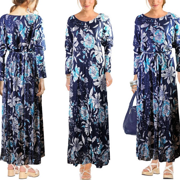 Boho Vintage Flower Power Mesh Dress Lace Dress Maxi Dress Floor Long Iron Free Knitter Free NEW Gr.44 46 L