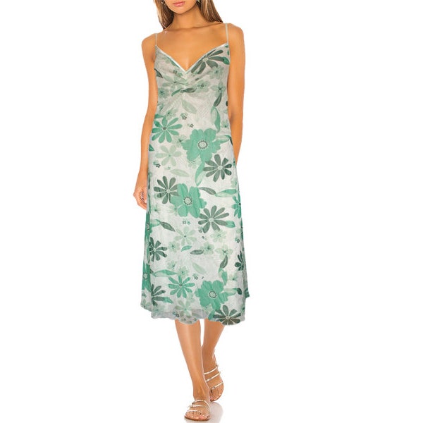 Vintage Hawaï Fleurs Maille aéré robe tulle midi robe robe porteuse Robe d’été NOUVEAU Gr.48 50