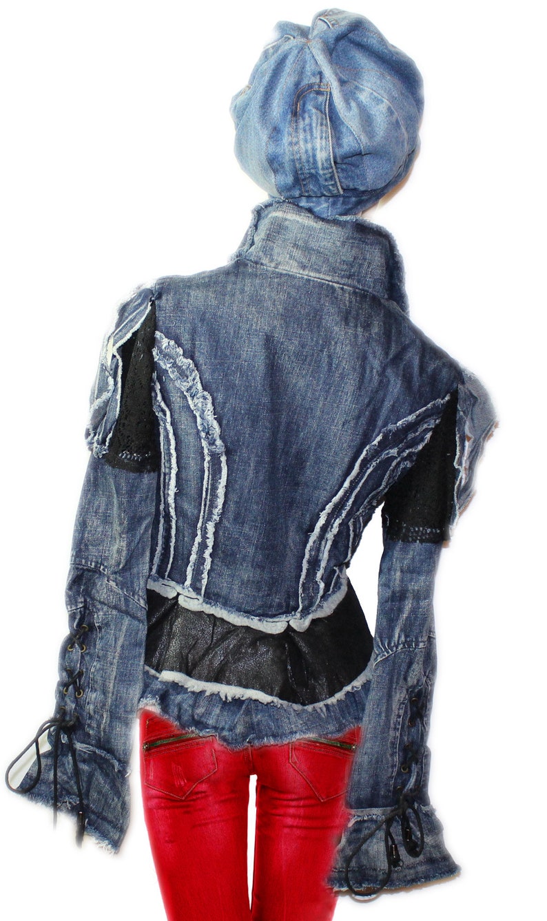 Upcycling Punk Gothic Lolita Jeansjacke Gr.34 36 Bild 3