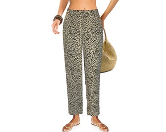 Pantalons à la main Georgette Culotte pour le calet Jambe Large Profondeur Pression animale NOUVEAU Gr.52 54 XL