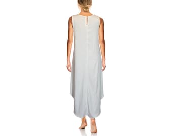 Stretch A-ligne Vokuhila long tunique satiné robe de plage robe de plage blanc crème Gr.42
