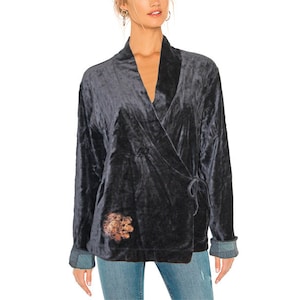 Gudrun Sjödén Vintage Mandala Stretch Velvet Jacket Bolero Wrap NEW Size 50 52 XL