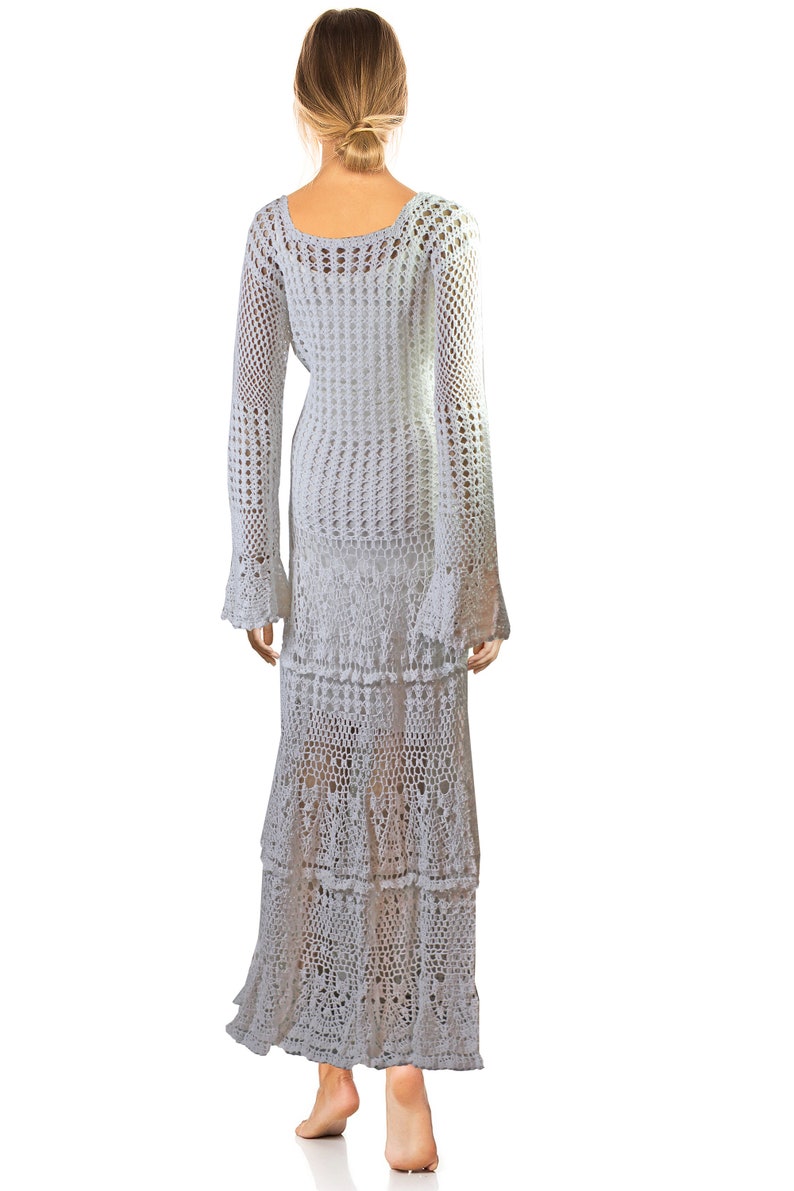 HANDGEHÃKELT Boho Crochet Unikat STRETCH Maxikleid Kleid - Etsy