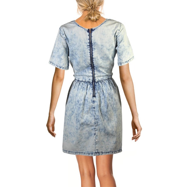 Vintage Used Look Stark Waisted Denim Dress Mini Dress Denim Dress Size 36 38