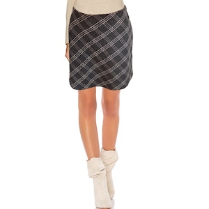 Vintage Casual-Elegant Checked Fine Wool Skirt Wool Skirt Mini Skirt Slightly Flared NEW Size 38